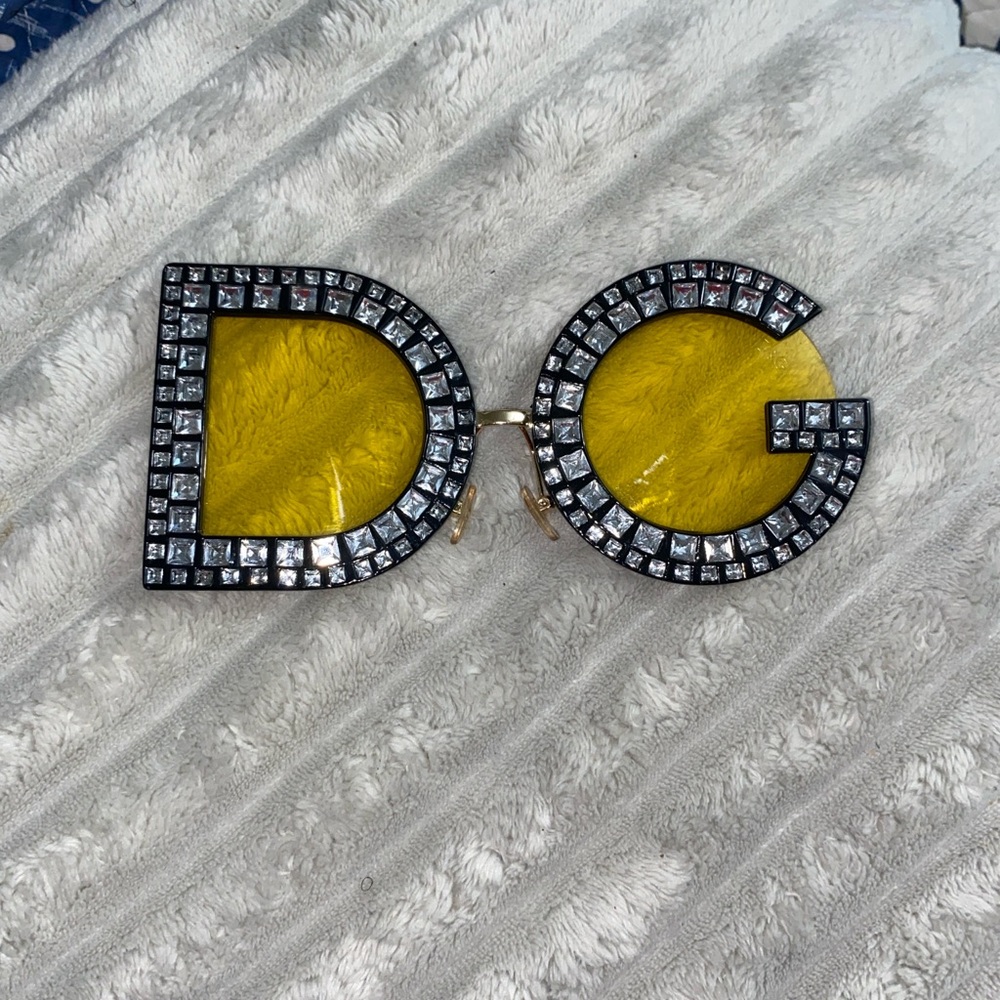 Dolce & Gabbana Yellow Crystal Embellished Glasses